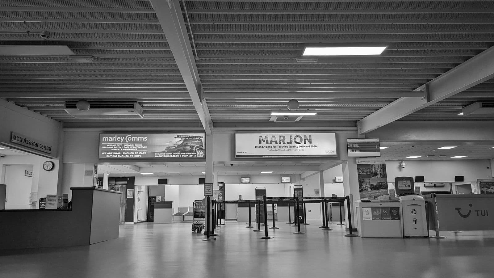 Oh, the benefits of flying from ya local cow-shed airport